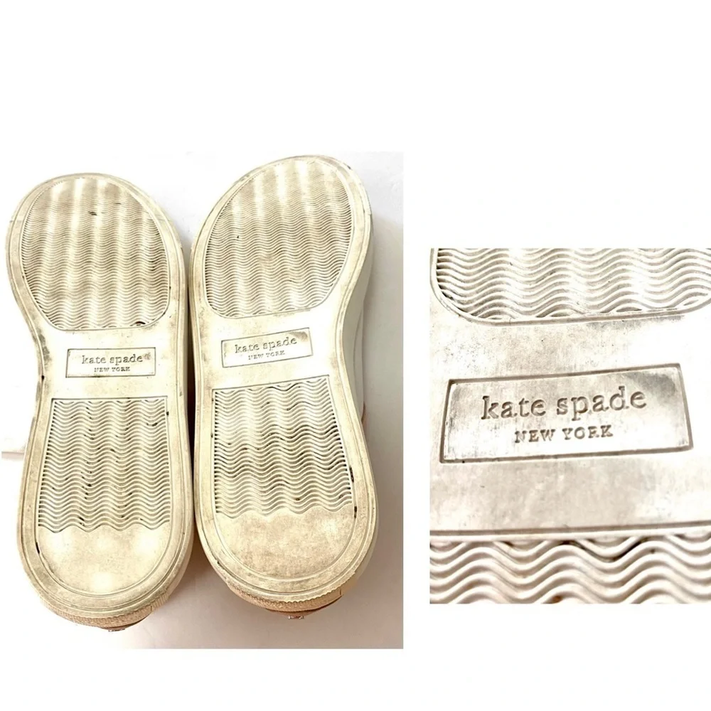 Kate Spade NY Dash White Pink Leather Sneaker Size 8.5 Snakeskin Panels Low Top